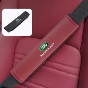 Land Rover Range Rover Red Leather Seat Belt Cover Shoulder Pad Pair 9 Inch
